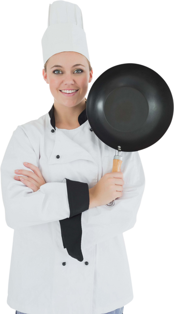 Transparent Confident Female Chef Holding Frying Pan Portrait - Download Free Stock Videos Pikwizard.com