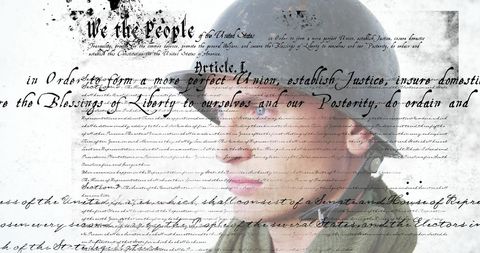 service member reflected in historical american constitution - Download Free Stock Images Pikwizard.com