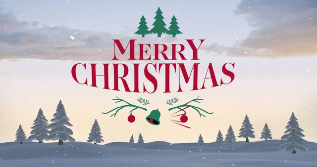 Merry Christmas Text with Winter Snowfall Scene - Download Free Stock Images Pikwizard.com