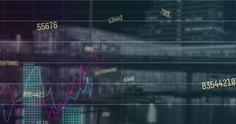 Futuristic Data Animation Over Cityscape