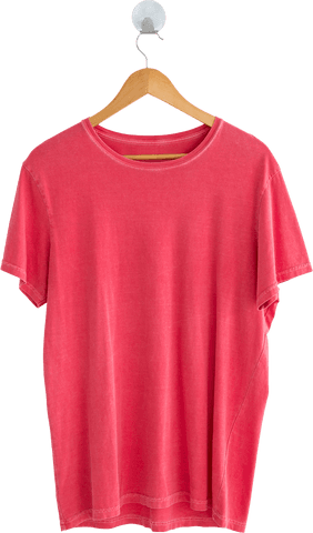 Red t-shirt hanging on wooden hanger isolated transparent style