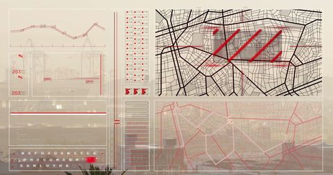 high-tech data processing interface with cityscape overlay - Download Free Stock Images Pikwizard.com