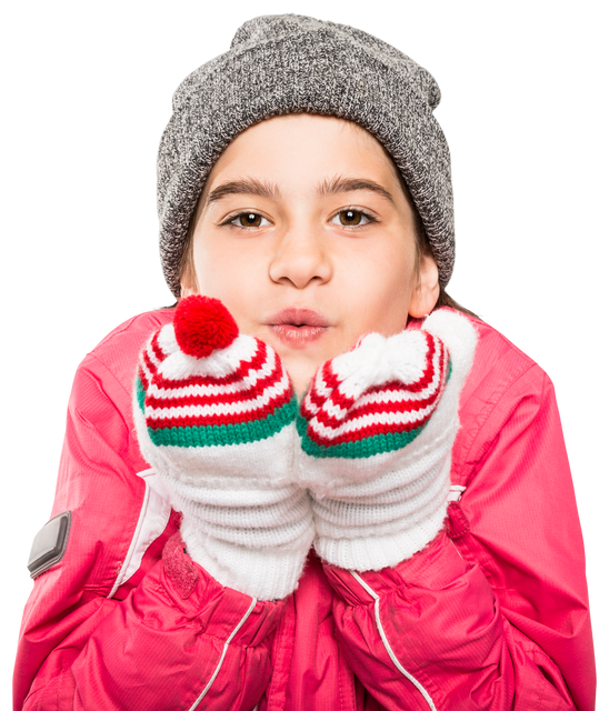 Little Girl in Winter Clothing Blowing on Hands on Transparent Background - Download Free Stock Videos Pikwizard.com