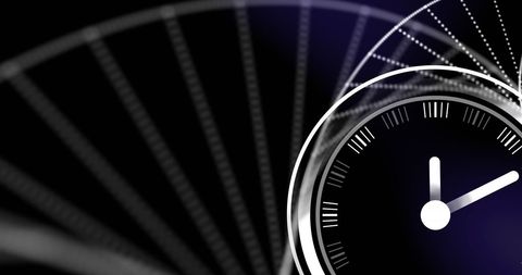 Clock Over Spinning DNA Strand Reflecting Science Advancement - Download Free Stock Images Pikwizard.com