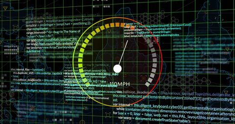 futuristic speedometer with coding and data processing theme - Download Free Stock Images Pikwizard.com