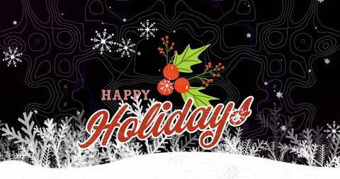 Festive happy holidays design with holly berries