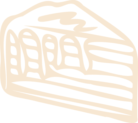Minimalist line art cake slice on transparent background