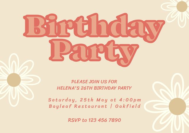 Perfect for sending out personal birthday party invitations with a touch of elegance. Featuring a blend of pastel colors and charming floral designs. Suitable for digital or print use, conveying a cozy and happy atmosphere for attendees.
