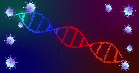 COVID-19 Cells Surrounding Spinning DNA Strand