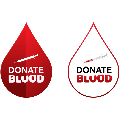 Transparent blood donation icons promoting healthcare and support