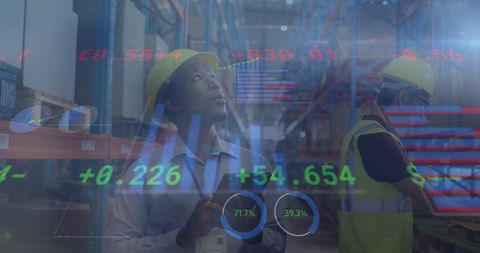 Financial Data Analysis with Workers in Warehouse Background - Download Free Stock Images Pikwizard.com