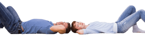 Happy Couple Lying Back to Back Transparent Background Lifestyle Concept