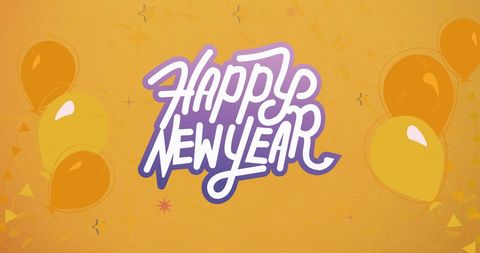 Festive New Year Celebration Banner with Balloons