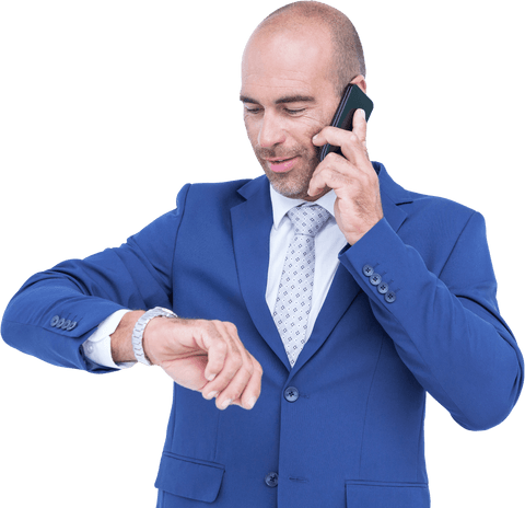 businessman transparent background checking watch while on call - Download Free Stock Videos Pikwizard.com