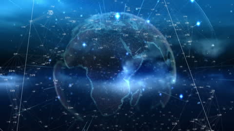 Digital Globe in Space with Network Connections