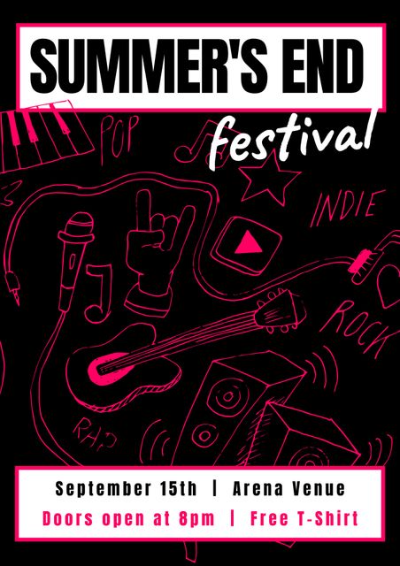 Summer's End Festival Event Flyer with Music Equipment Illustration - Download Free Stock Templates Pikwizard.com