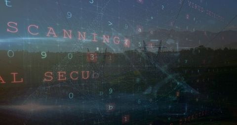 Digital security warning overlaid on electrical grid network