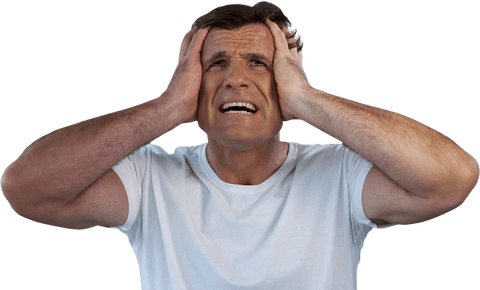 Transparent Mature Man Holding Head Suffering Migraine - Download Free Stock Videos Pikwizard.com