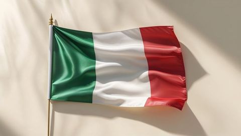 Italian flag waving gracefully with minimalist background
