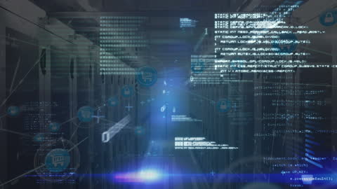 Digital Data Streams Flow Through Modern Server Racks