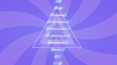 Abstract DNA Strand with Geometric Shapes on Purple Background