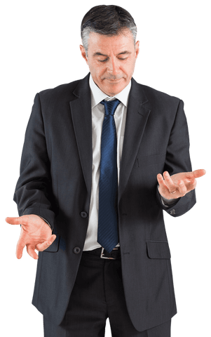 mature businessman in suit holding hands out, transparent background - Download Free Stock Videos Pikwizard.com