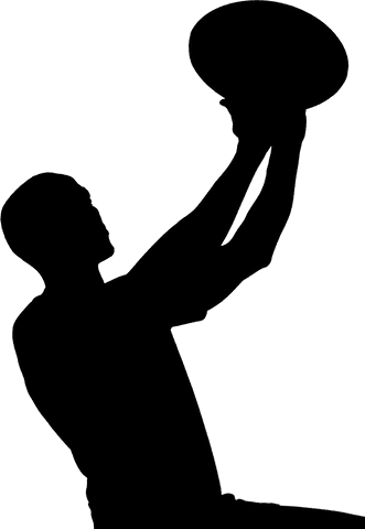 Silhouette of Dynamic Rugby Player Celebrates in Transparent Background