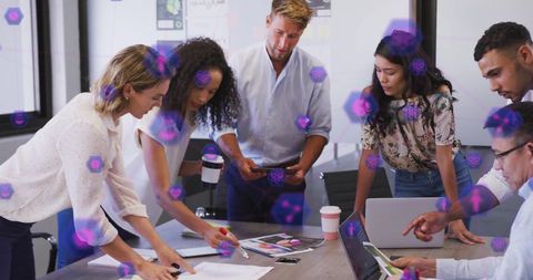 Business team collaborating on blockchain technology strategy