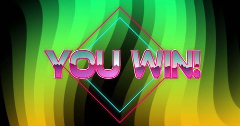 Vibrant neon you win message with luminous design