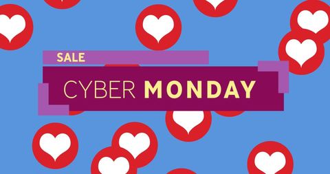 Cyber Monday Sale Promotional Banner with Heart Icons - Download Free Stock Images Pikwizard.com