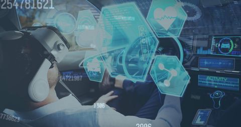 Man Using VR Headset in Self-Driving Car Exploration - Download Free Stock Images Pikwizard.com
