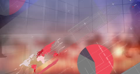 Global Connection Concept with Dynamic Charts and Data Visualization