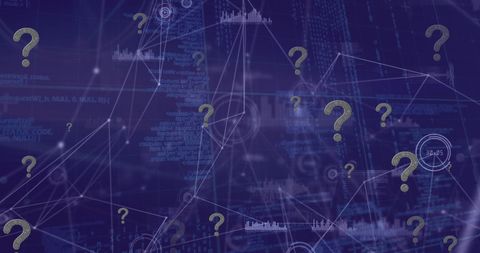 Navigating Digital Networks with Overlaid Question Marks - Download Free Stock Images Pikwizard.com