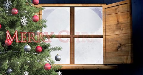 Cozy Christmas Night with Sleigh Silhouette