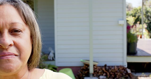 Senior Woman Standing Outdoors Near Dream Home - Download Free Stock Images Pikwizard.com