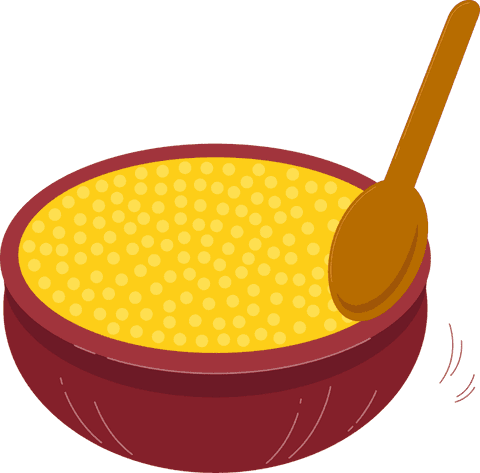 transparent flat illustration of ceramic bowl with grains and wooden spoon - Download Free Stock Videos Pikwizard.com