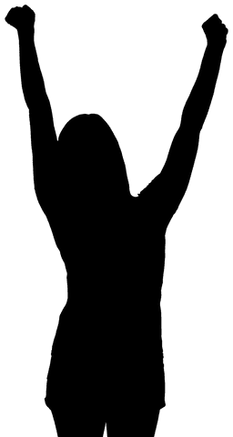 Silhouette of Woman Celebrating Success Transparent Background