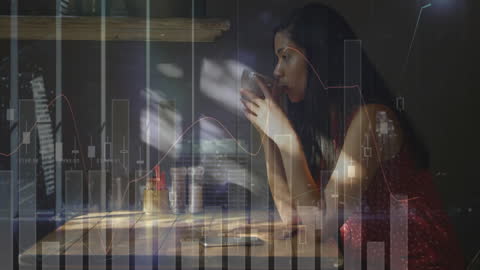 Businesswoman Reflecting Over Global Financial Data Analysis