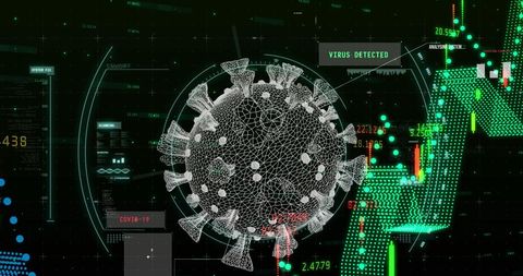 Digital Covid-19 Virus Overlay on Stock Market Data Visual - Download Free Stock Images Pikwizard.com