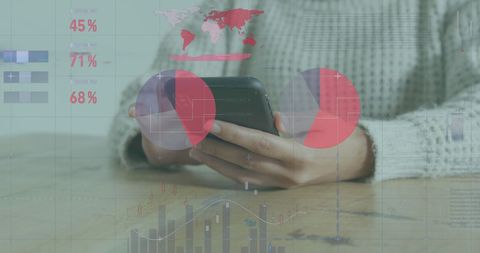 Caucasian Woman Analyzing Data Over Smartphone with Digital Graphics - Download Free Stock Images Pikwizard.com