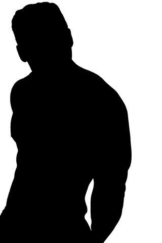 Transparent male athlete silhouette in motion