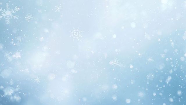 Soft blue winter background drifting snowflakes falling bokeh lights frosty glow