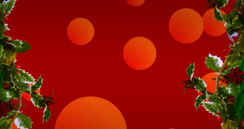 Festive Christmas Animation with Vibrant Dots and Greenery