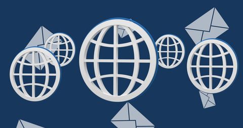 Global communication network with email concept on navy background