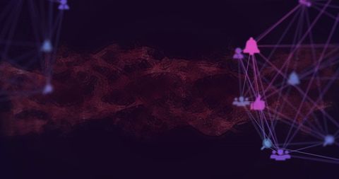 Abstract Network with Digital Connections and Icons on Dark Background - Download Free Stock Images Pikwizard.com