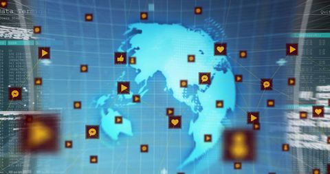 Global Connectivity with Network of Digital Icons on Virtual Map - Download Free Stock Images Pikwizard.com