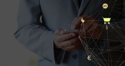 businessman using smartphone with digital network animation - Download Free Stock Images Pikwizard.com
