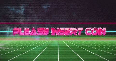 Retro Arcade Style Please Insert Coin Graphic