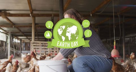 Earth day awareness on sustainable chicken farm