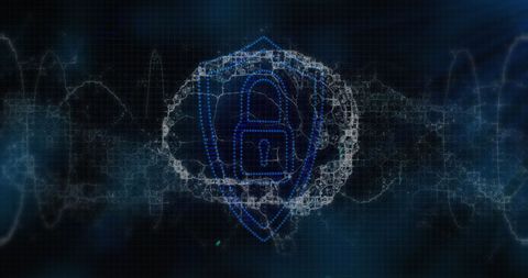 Cyber security with brain network and digital padlock symbol